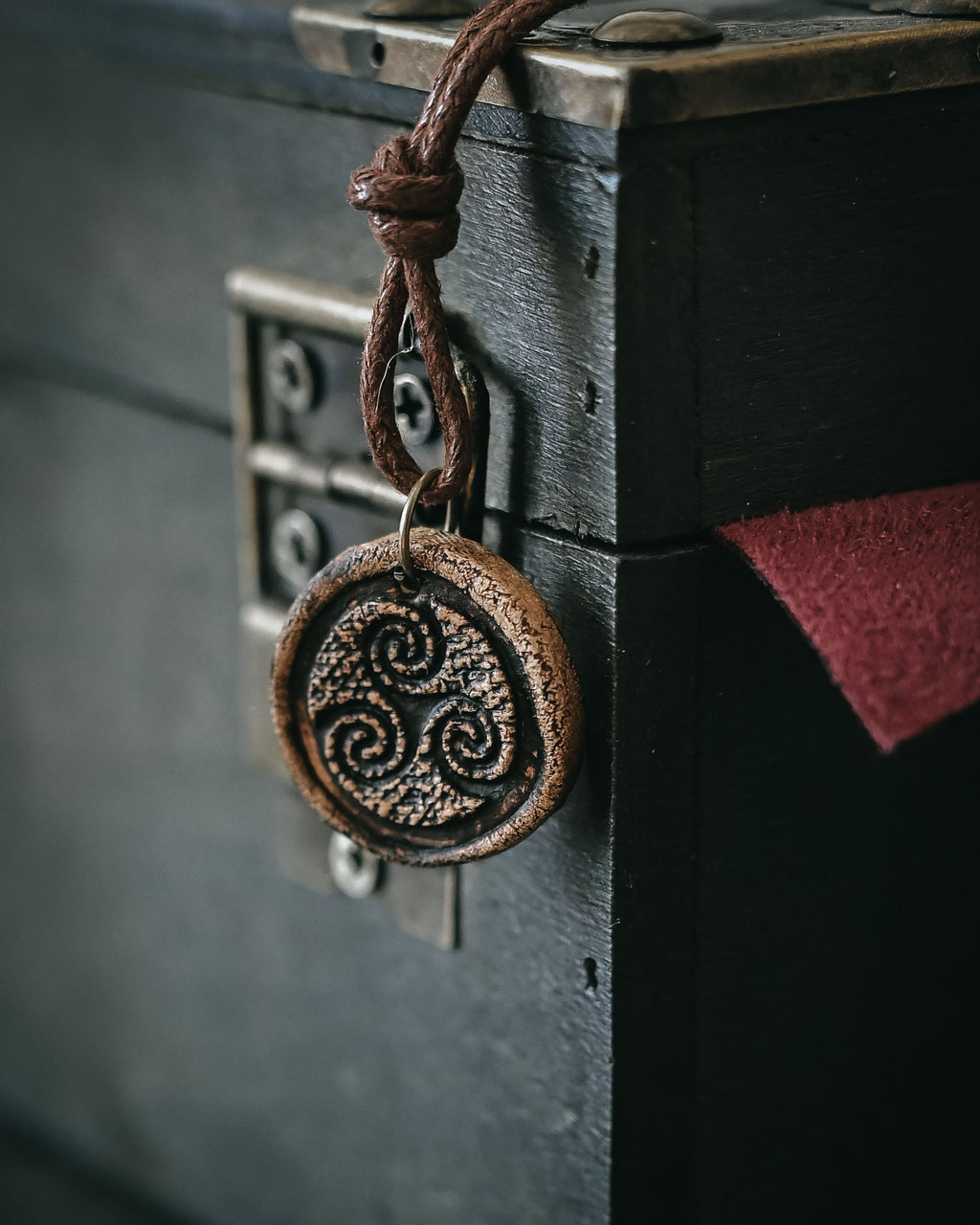 Handmade Ceramic Triskelion Pendant – Celtic Spiral of Life