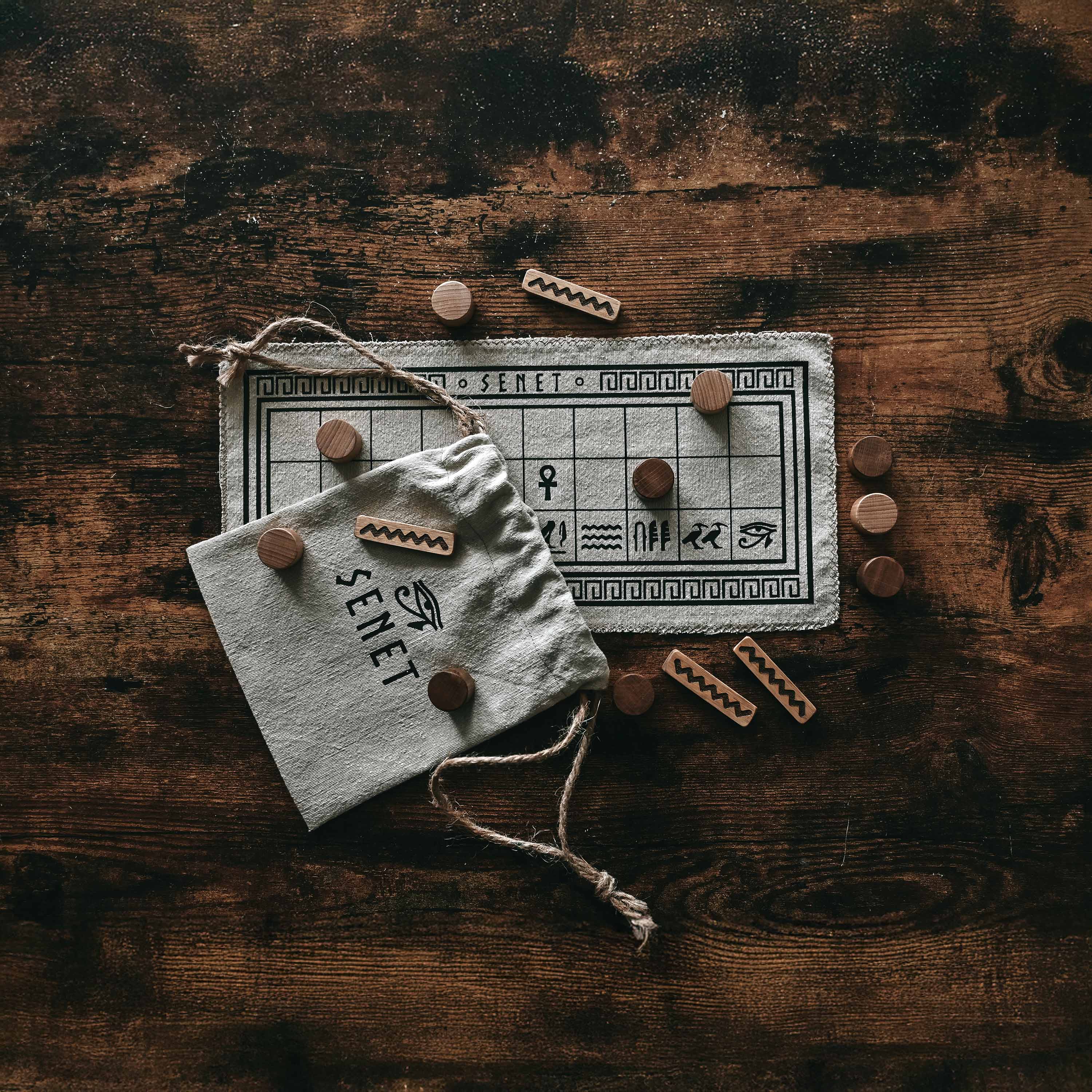 Senet Board Game: Egyptian Strategy Game with Wooden Pieces