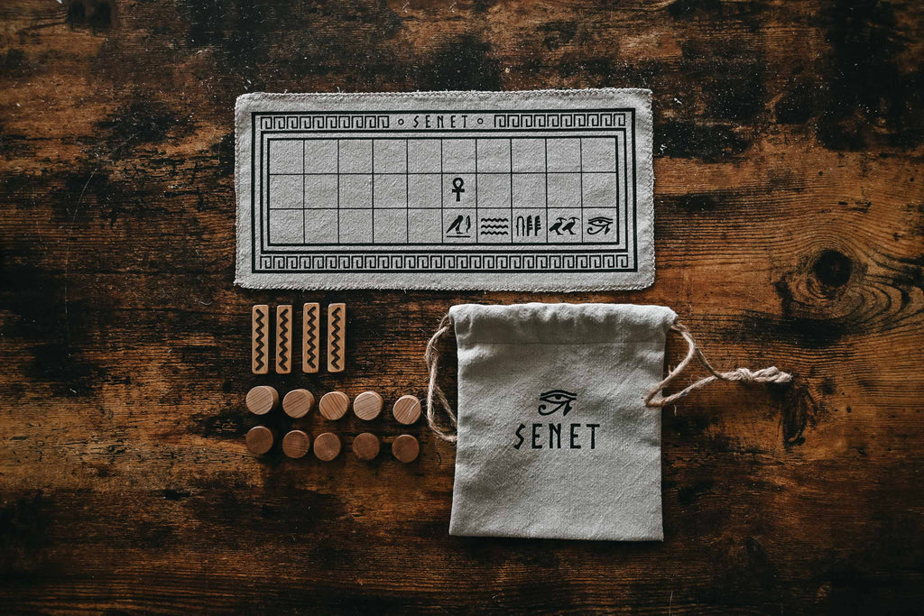 Senet Board Game: Egyptian Strategy Game with Wooden Pieces