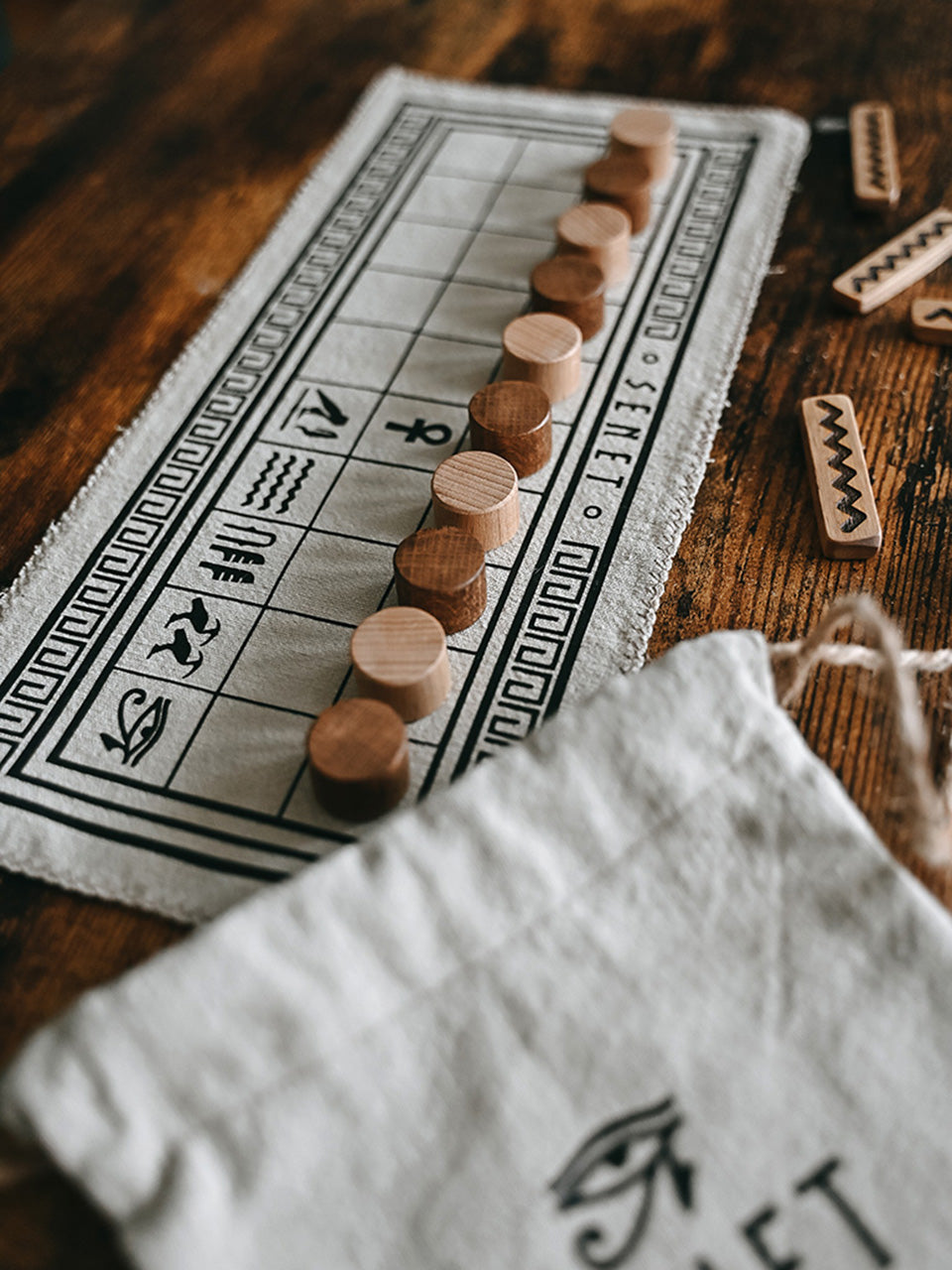 Senet Board Game: Egyptian Strategy Game with Wooden Pieces