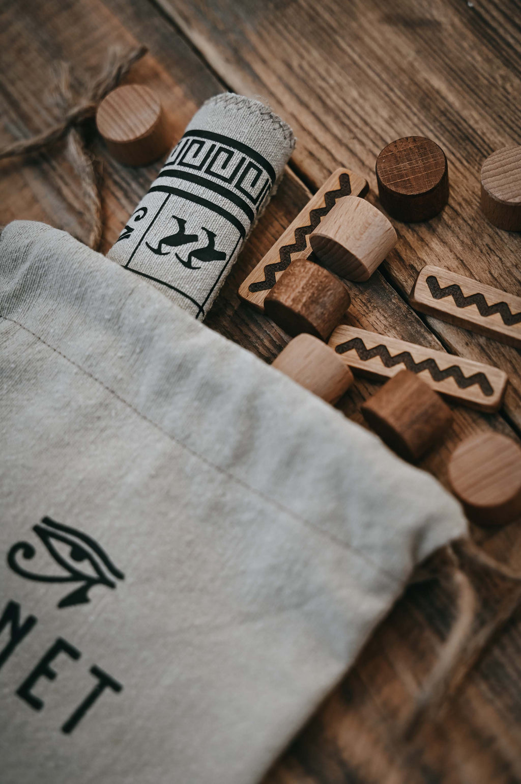 Senet Board Game: Egyptian Strategy Game with Wooden Pieces