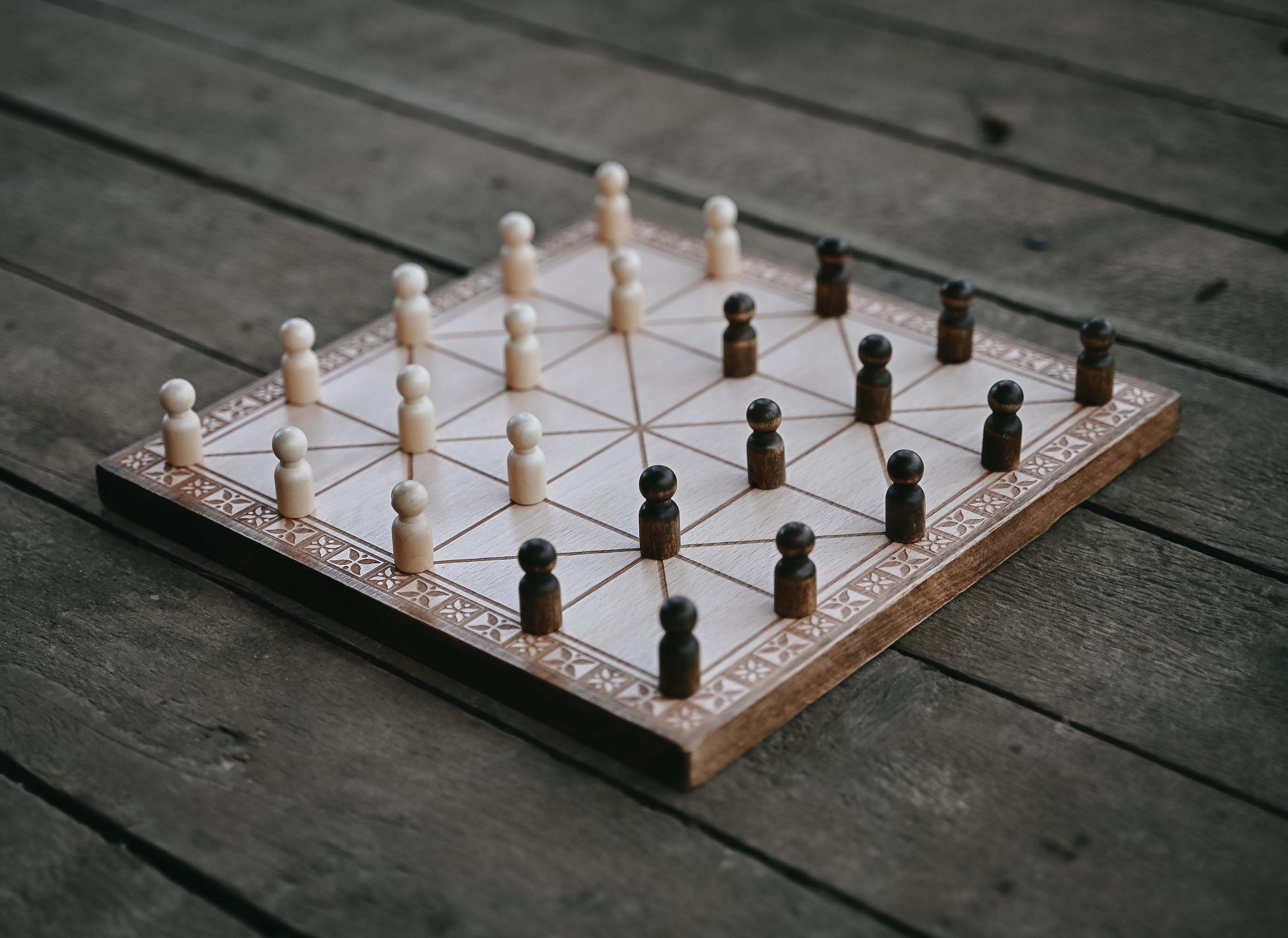 Handmade Beech Wood Alquerque Game: Historical Strategy Board Game