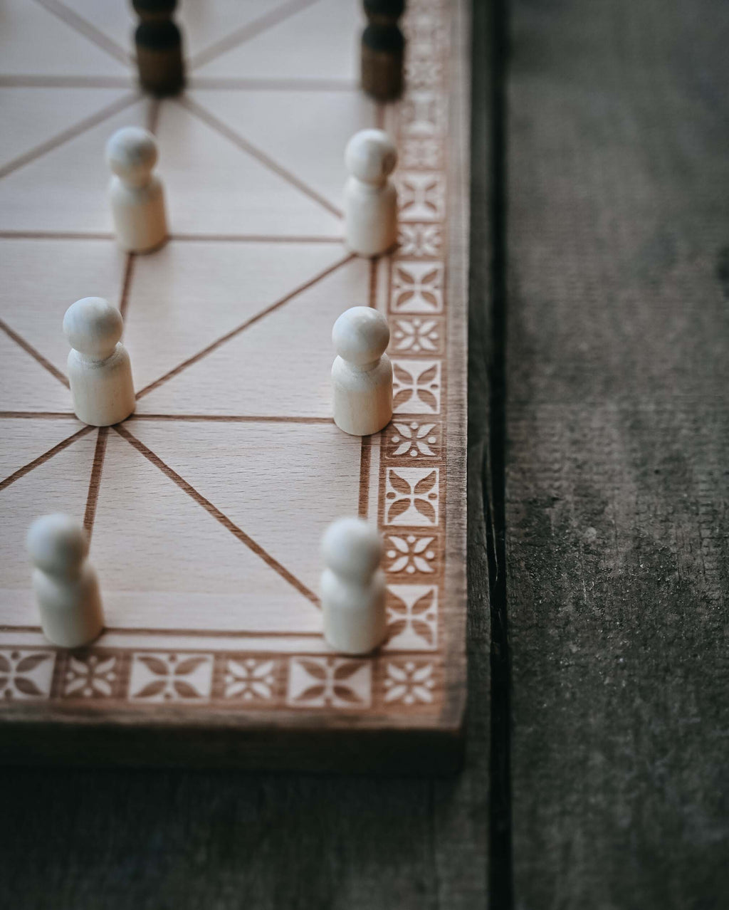 Handmade Beech Wood Alquerque Game: Historical Strategy Board Game