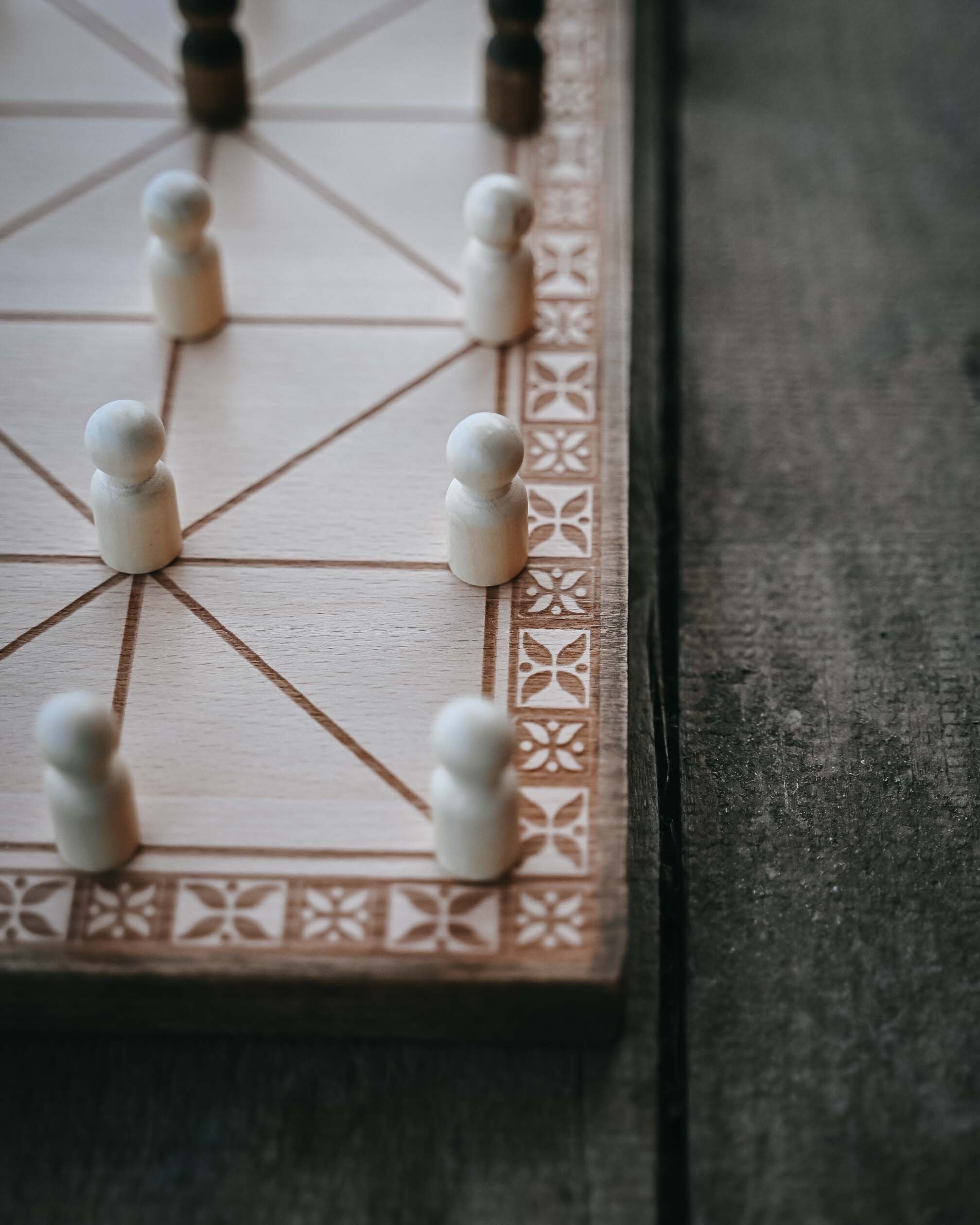 Handmade Beech Wood Alquerque Game: Historical Strategy Board Game