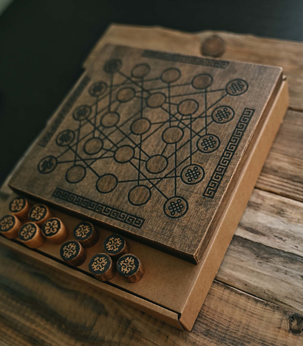 Handmade Beech Wood Jarmo Board Game: Two-Player Abstract Strategy