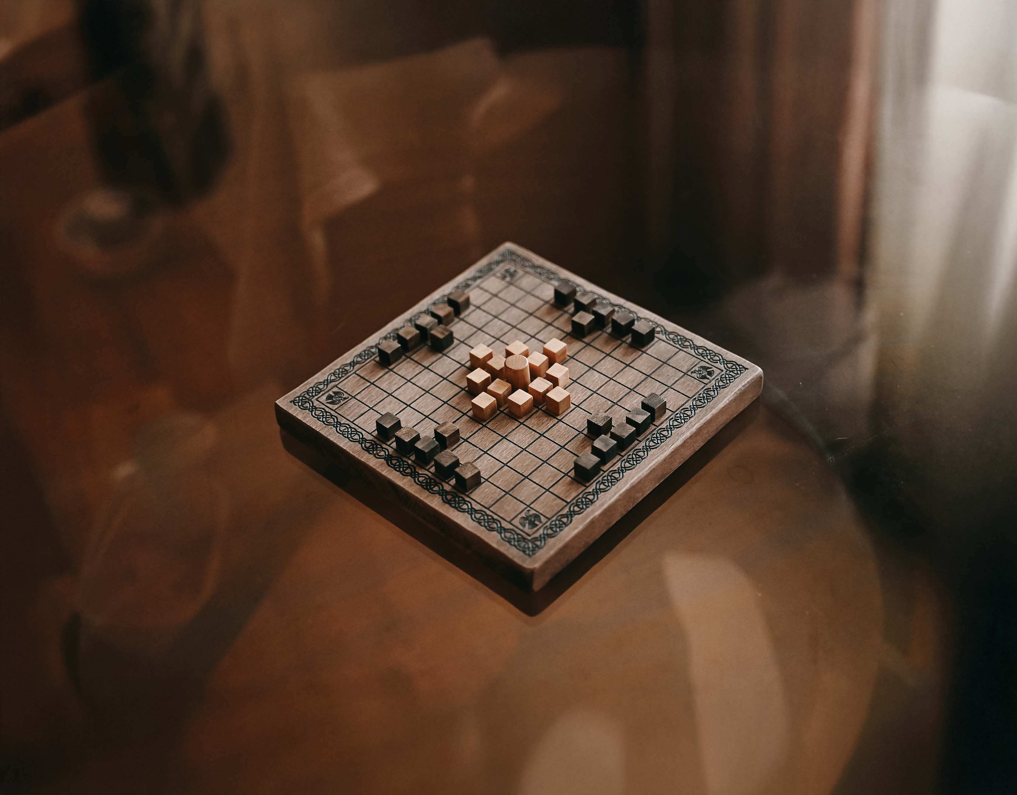 Handmade Hnefatafl Viking Board Game: Solid Beech Wood