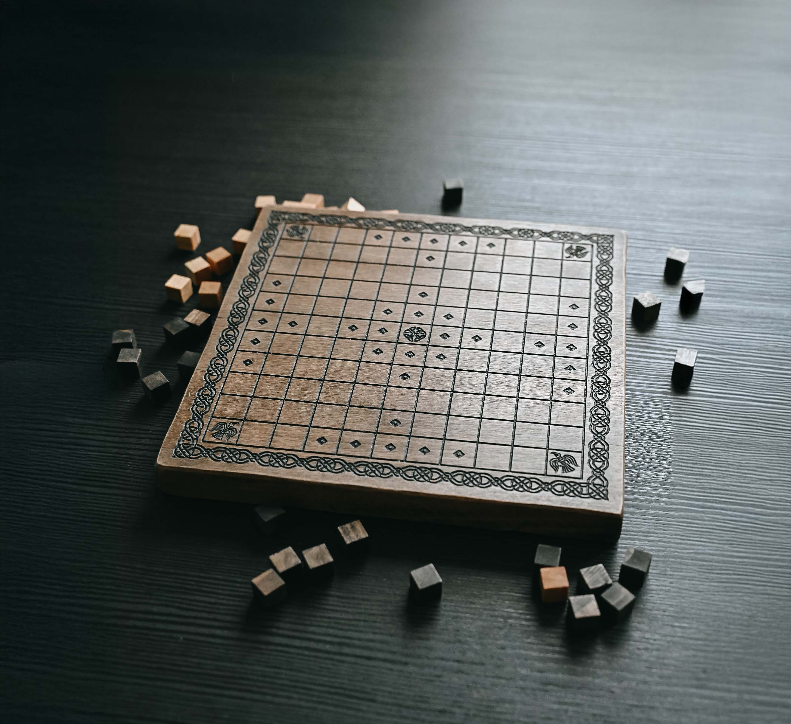 Handmade Hnefatafl Viking Board Game: Solid Beech Wood
