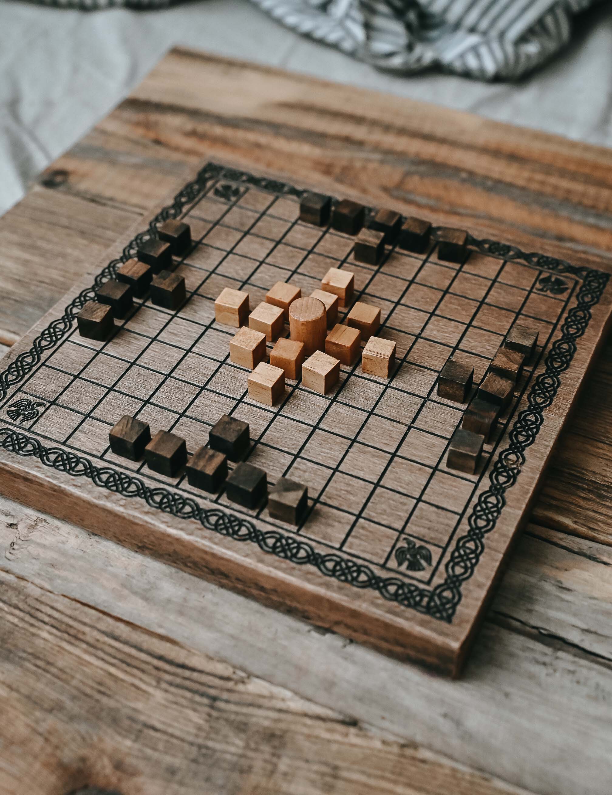 Handmade Hnefatafl Viking Board Game: Solid Beech Wood