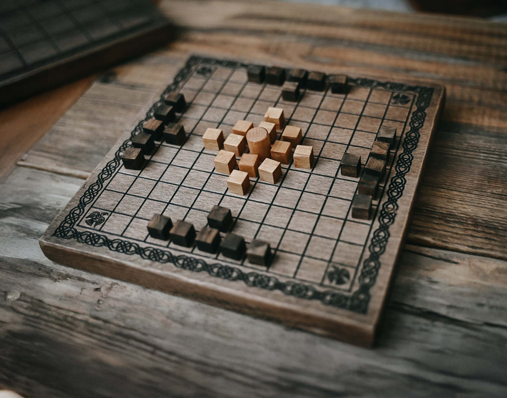 Handmade Hnefatafl Viking Board Game: Solid Beech Wood