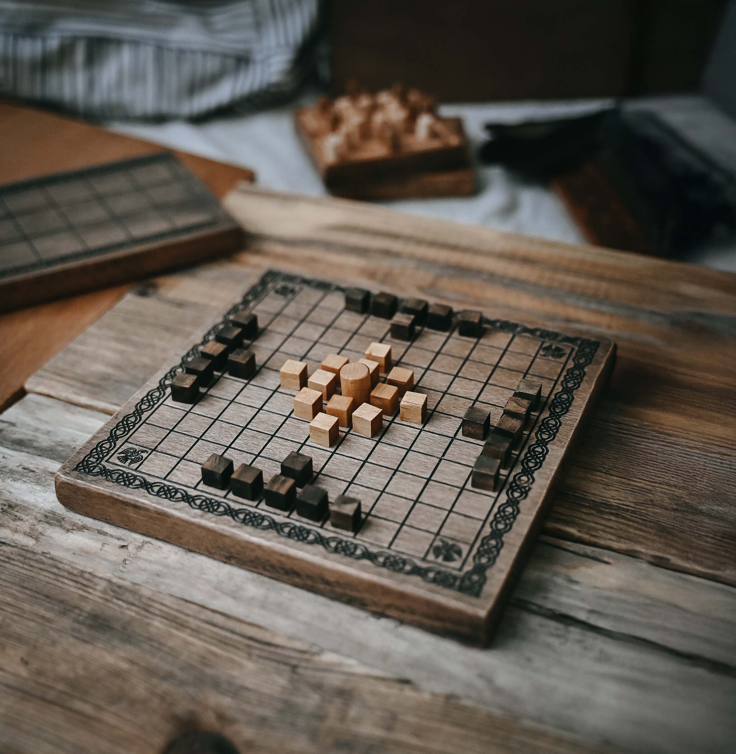 Handmade Hnefatafl Viking Board Game: Solid Beech Wood