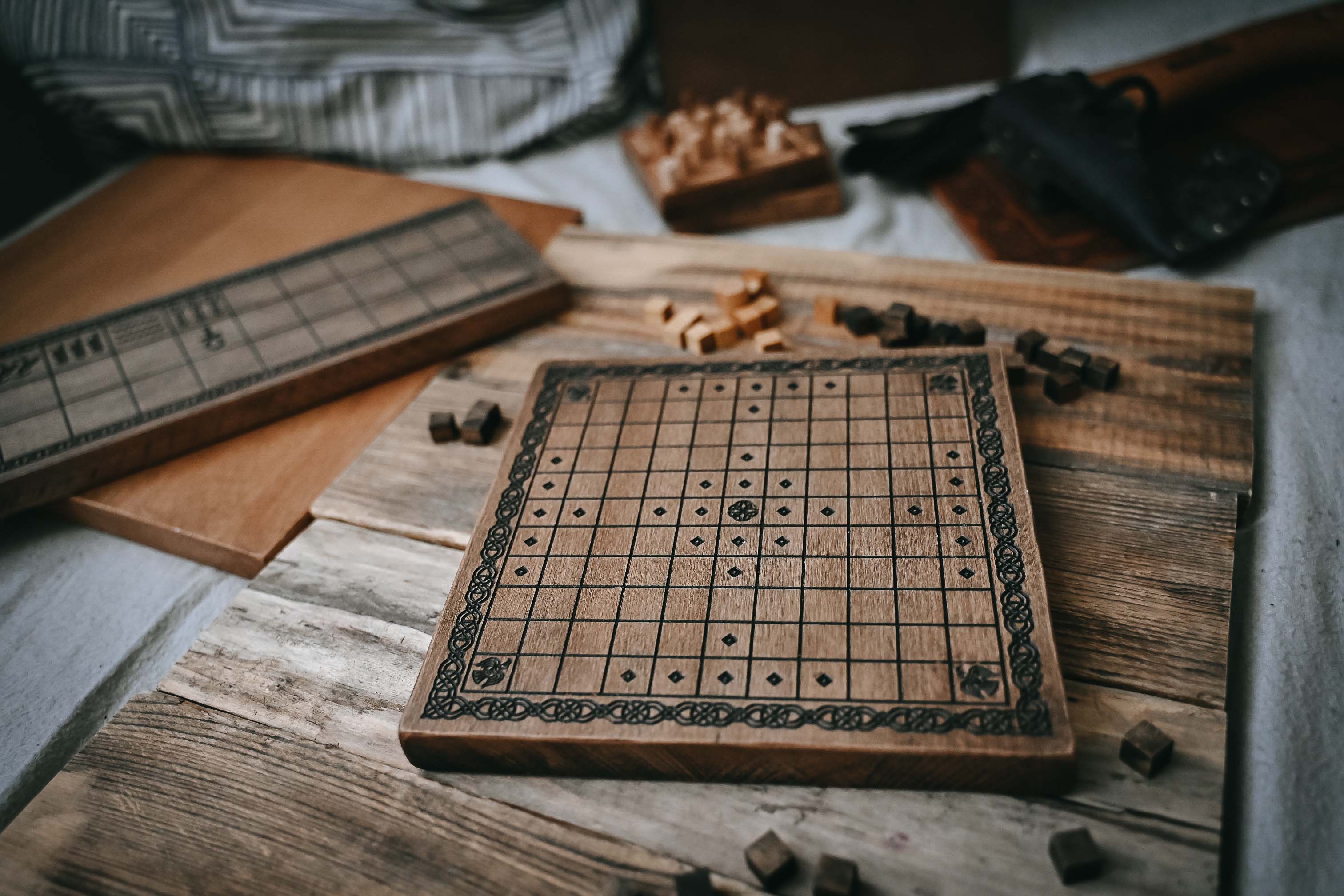 Handmade Hnefatafl Viking Board Game: Solid Beech Wood