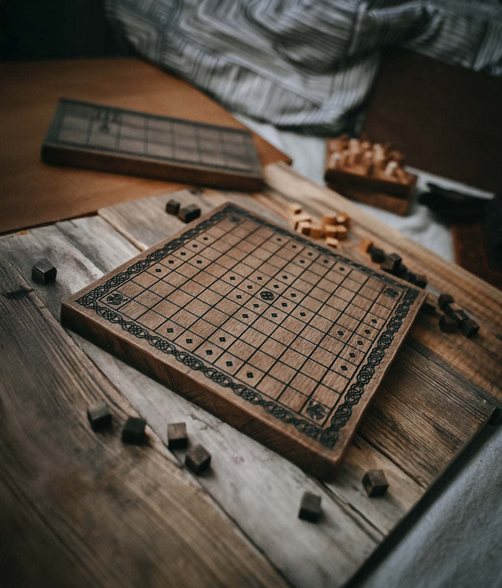 Handmade Hnefatafl Viking Board Game: Solid Beech Wood