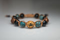 Call of Cthulhu Bracelet: Hand-Knotted Elder Sign, Deep Onyx & R'lyeh Turquoise, H.P.Lovecraft, Elder Sign Engraved
