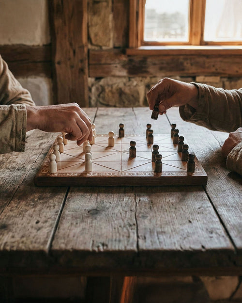 Handmade Beech Wood Alquerque Game: Historical Strategy Board Game