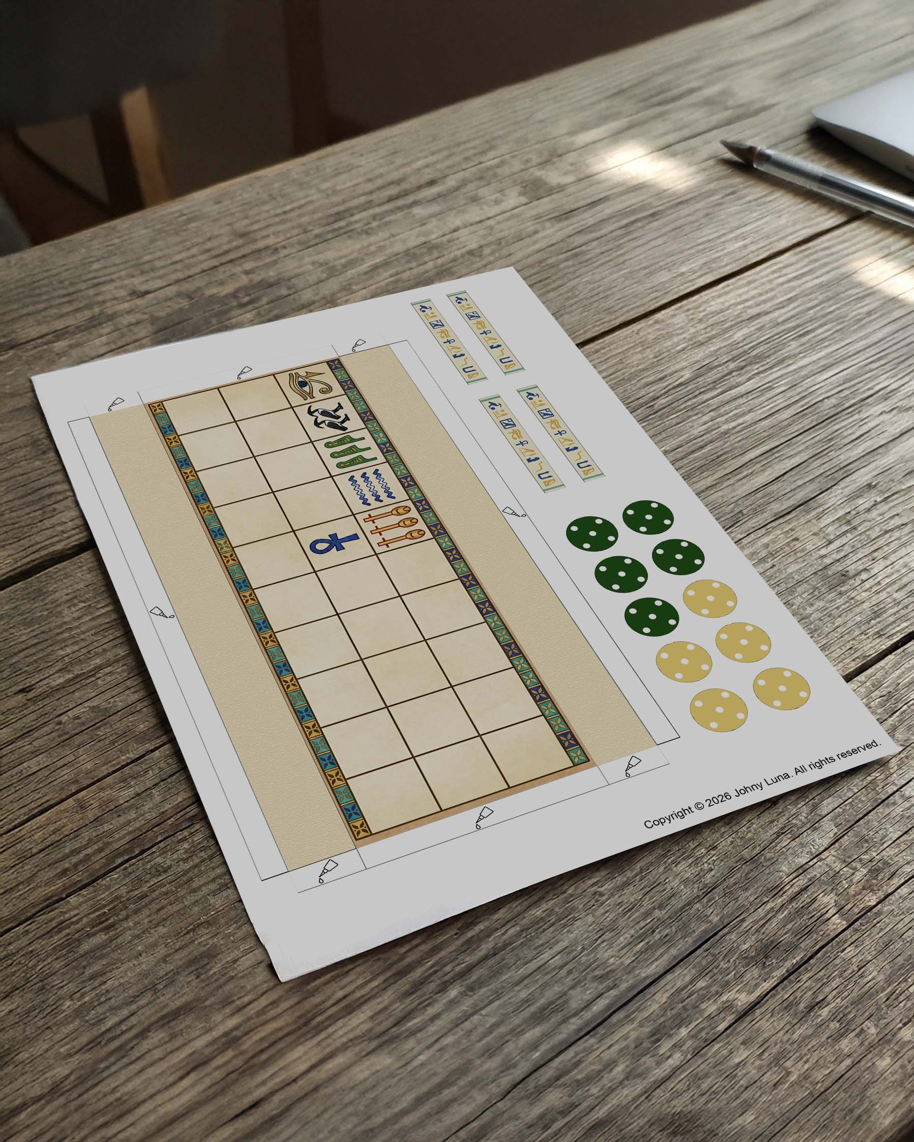 Printable Senet Board Game | Ancient Egyptian Print & Play PDF