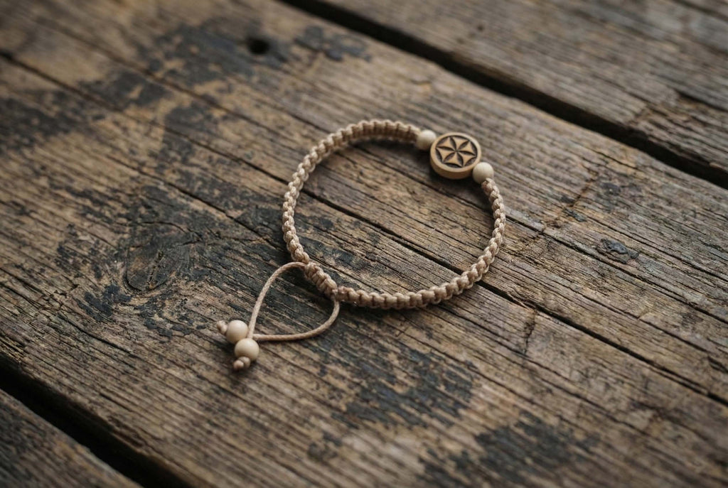 Hand-Knotted Flower of Perun Bracelet – Engraved Wood