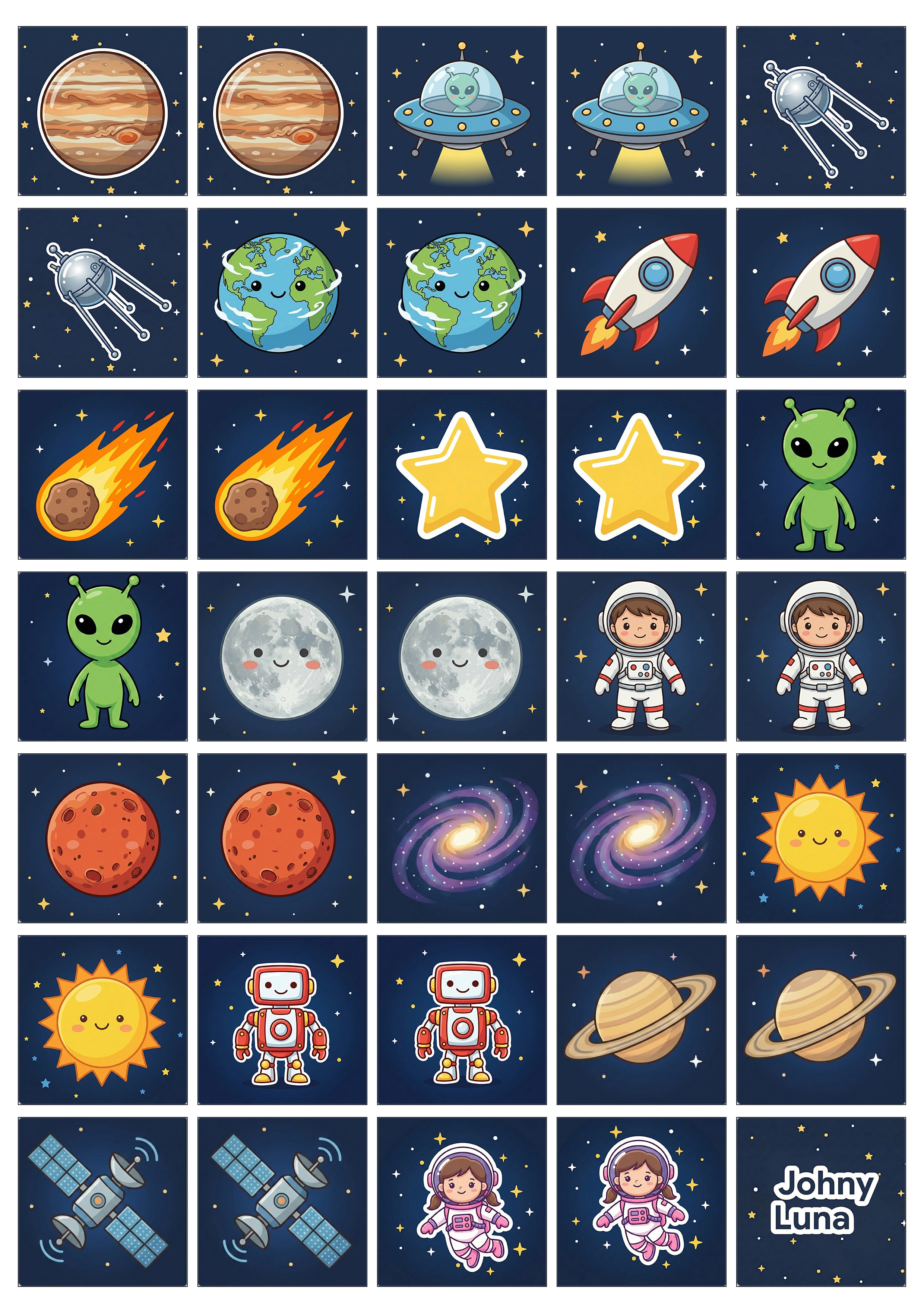 Outer Space Memory Game| Printable Kids Activity| Homeschool Matching Game| Space Birthday Party Favor| Instant Download
