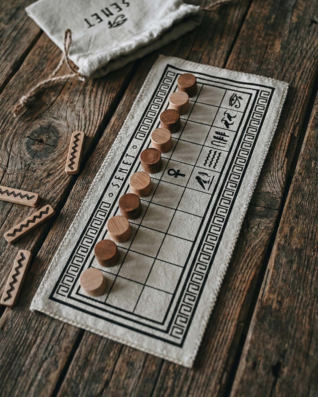Senet Board Game: Egyptian Strategy Game with Wooden Pieces