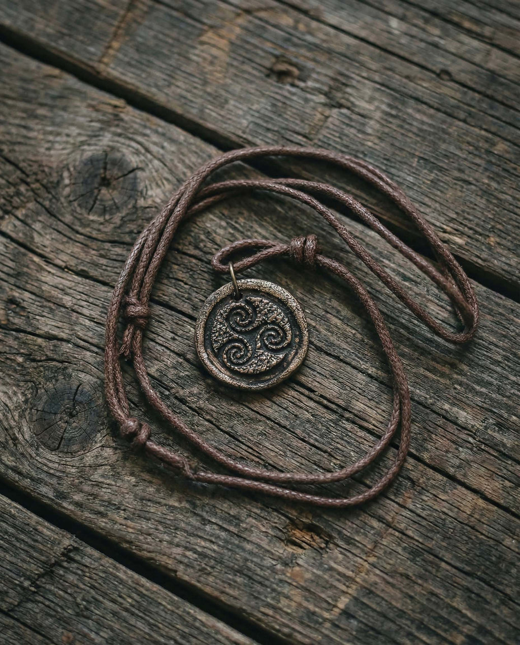 Handmade Ceramic Triskelion Pendant – Celtic Spiral of Life