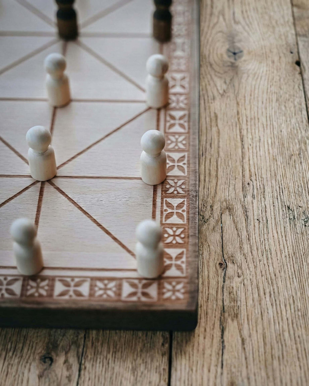 Handmade Beech Wood Alquerque Game: Historical Strategy Board Game